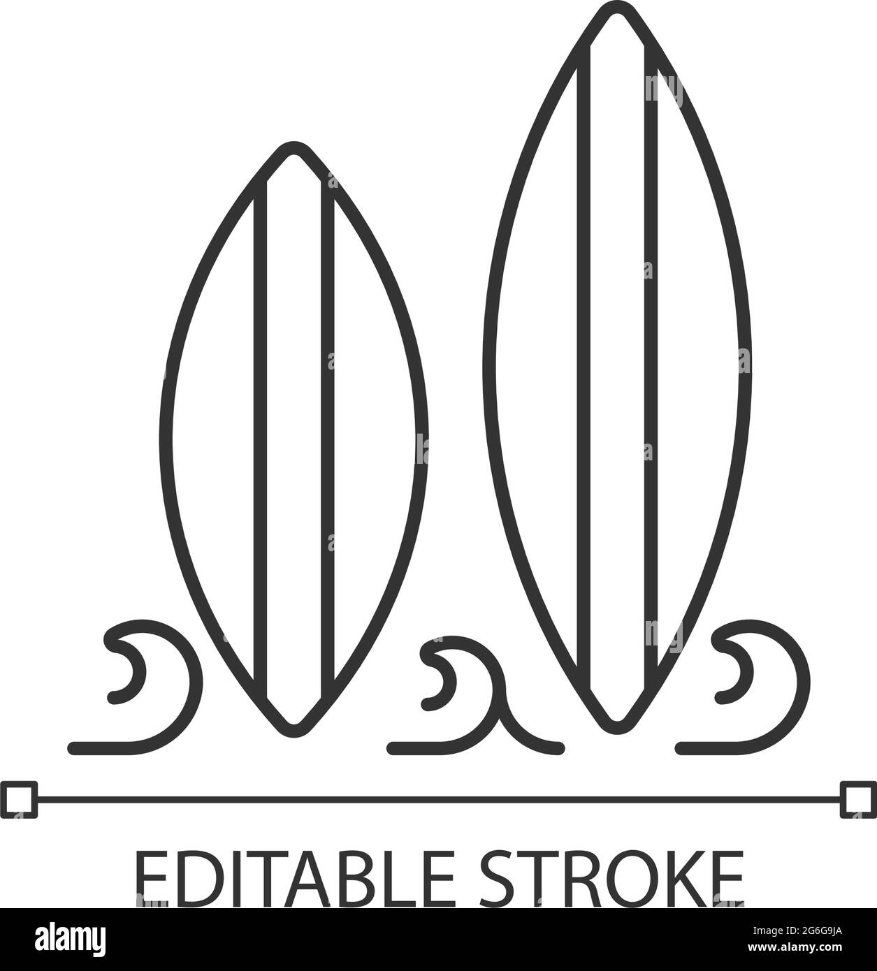 Icona lineare tavola da surf Illustrazione Vettoriale