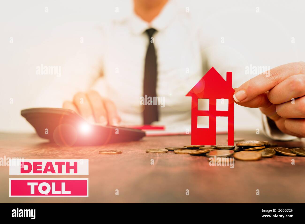 Testo che mostra l'ispirazione morte Toll. Foto concettuale il numero di morti derivanti da un particolare incidente New home rate e investimenti Foto Stock