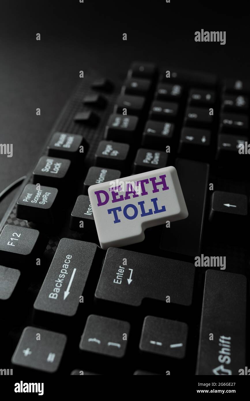 Testo che mostra l'ispirazione morte Toll. Le aziende mostrano il numero di decessi derivanti da un particolare incidente Fixin G Coding String Arrangement Foto Stock