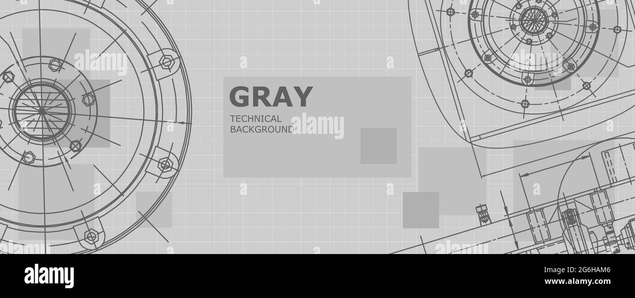 Disegno di ingegneria meccanica. Disegno astratto. Carta da parati tecnologica ingegneristica Illustrazione Vettoriale