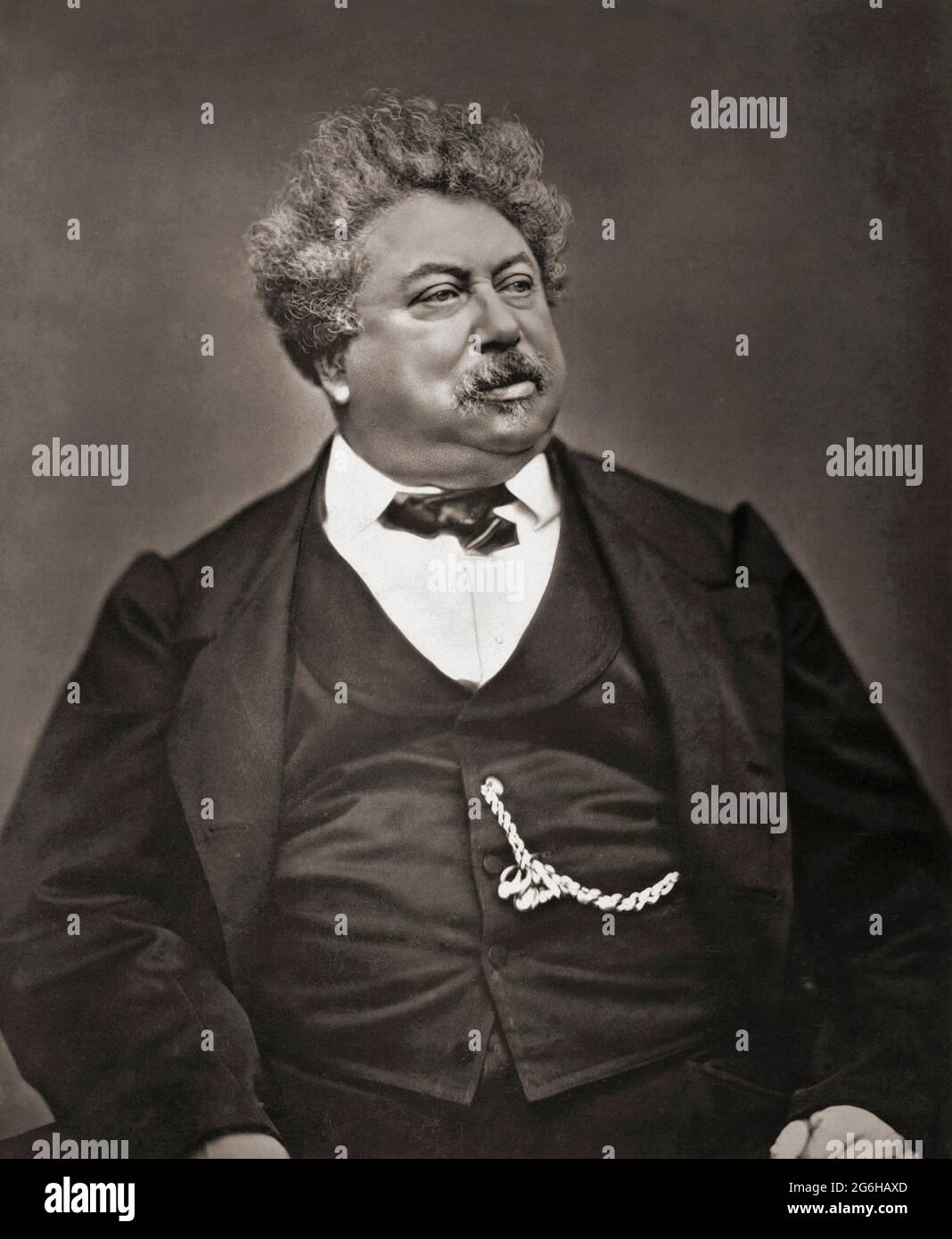 Alexandre Dumas Senior, alias Alexandre Dumas père, 1802 - 1870. Autore francese. Tra le sue numerose opere sono ancora popolari i tre moschettieri e il Conte di Monte Cristo. Dopo una fotografia di Etienne Carjat. Foto Stock