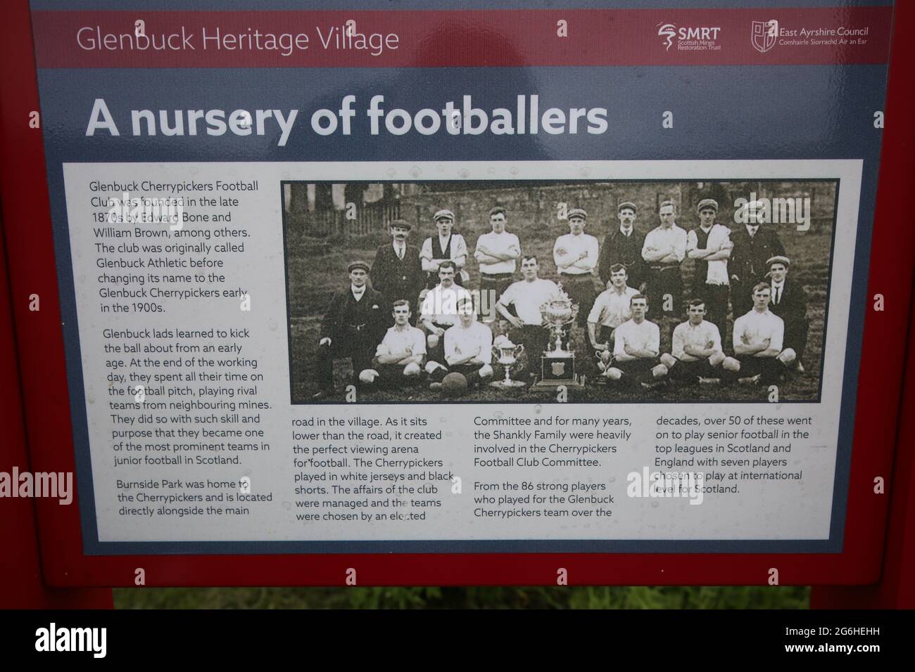 Glenbuck Heritage Village, East Ayrshire, Scozia, Regno Unito. L'ex villaggio minerario luogo di nascita del legendry Liverpool Football Manager Bill Shankly Foto Stock