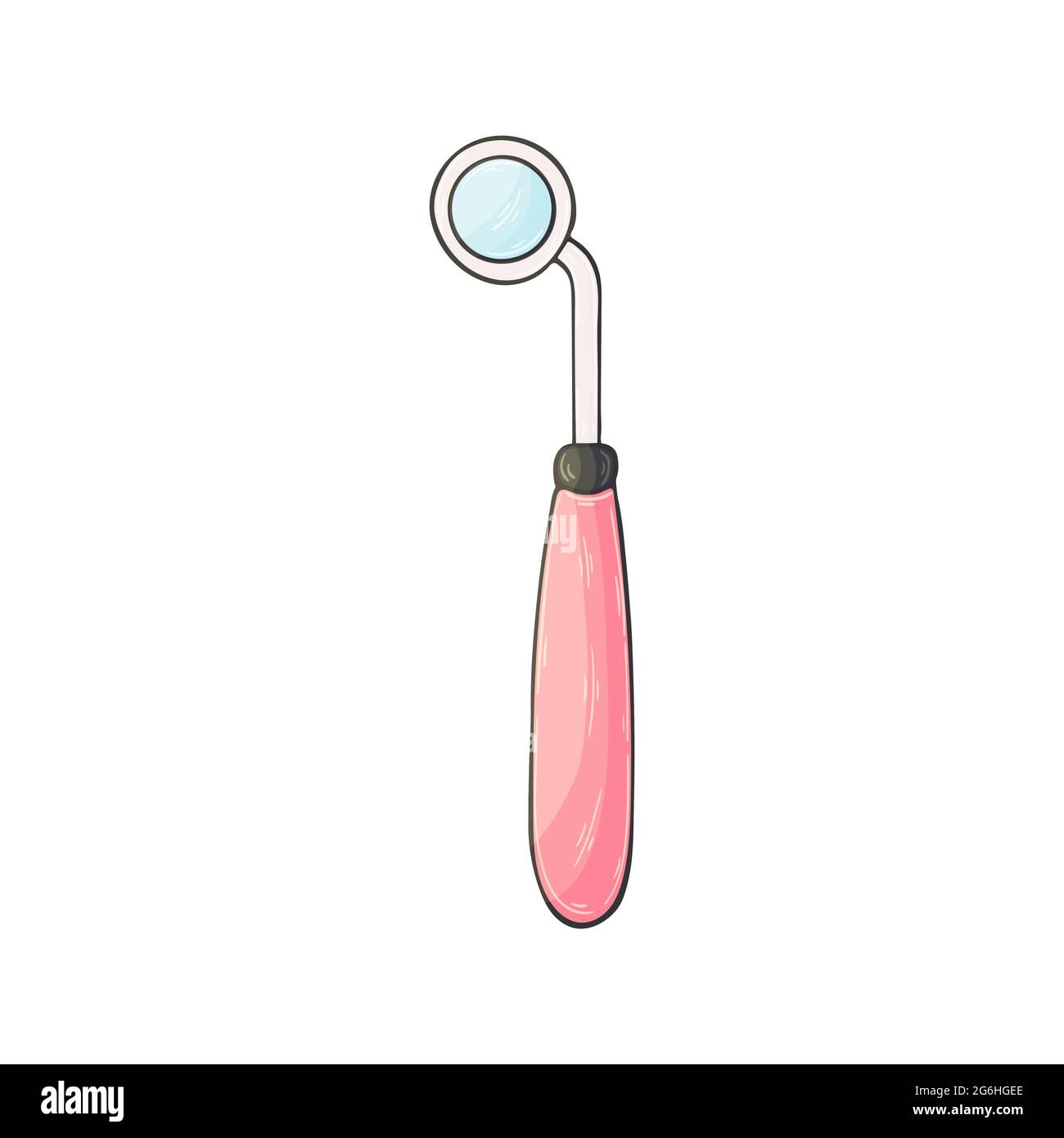 Icona medica. Illustrazione vettoriale in stile di disegno manuale. Isolato su sfondo bianco. Strumento medico. Specchio dentale Illustrazione Vettoriale