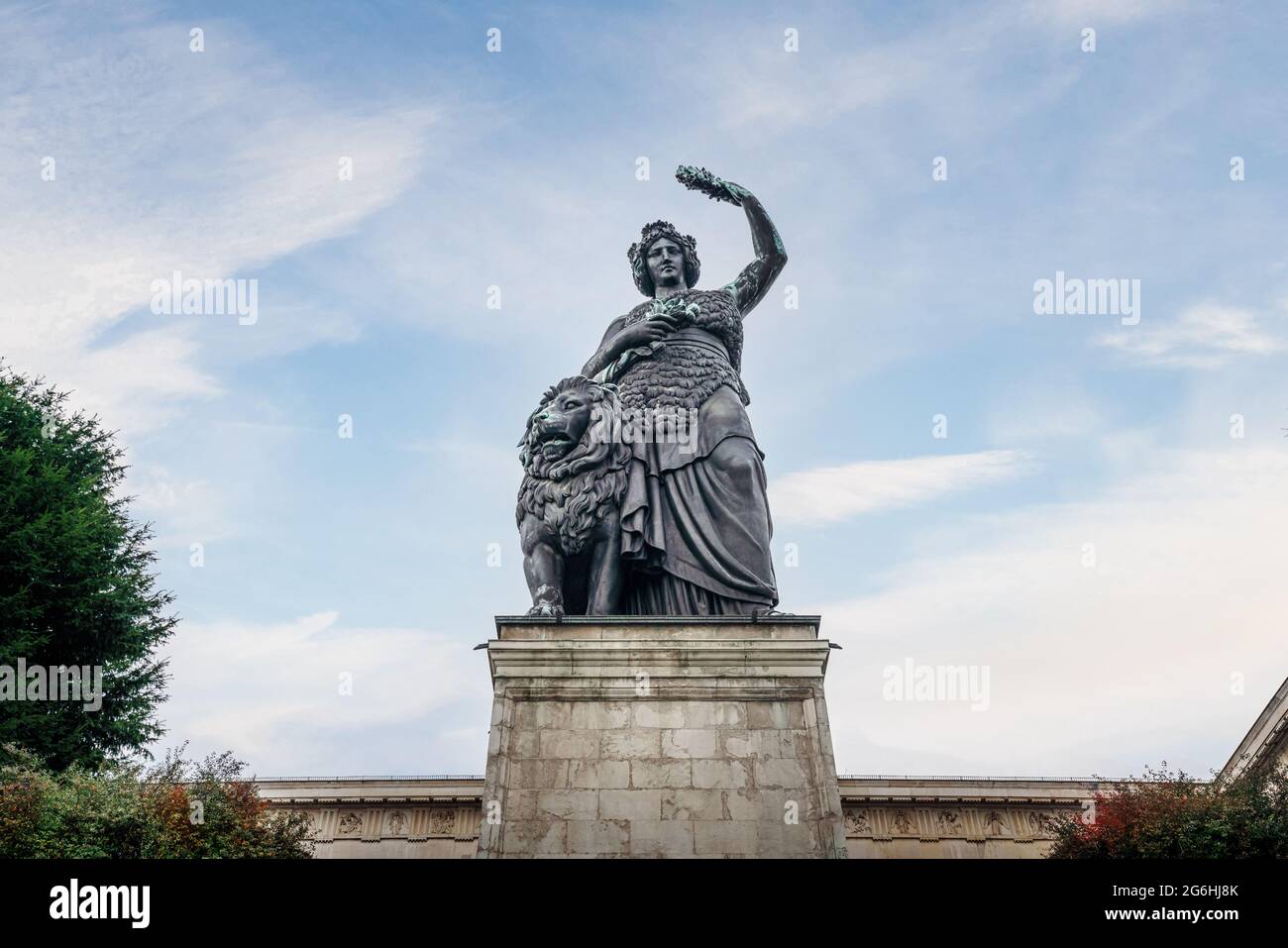 Statua simbolo della Baviera - Monaco, Baviera, Germania Foto Stock