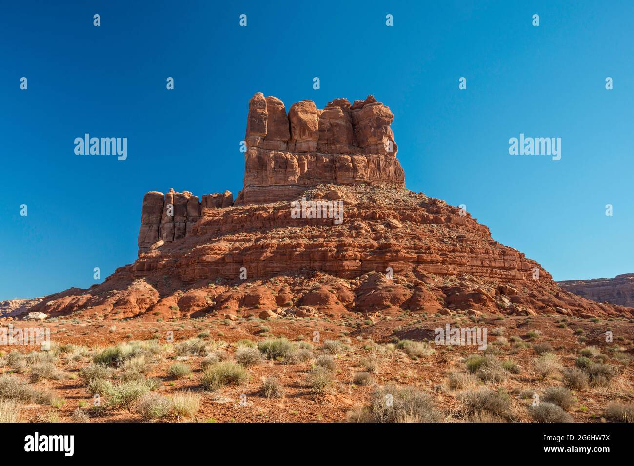 sandstone butte nella Valle degli dei, Bears Ears National Monument, Utah, USA Foto Stock