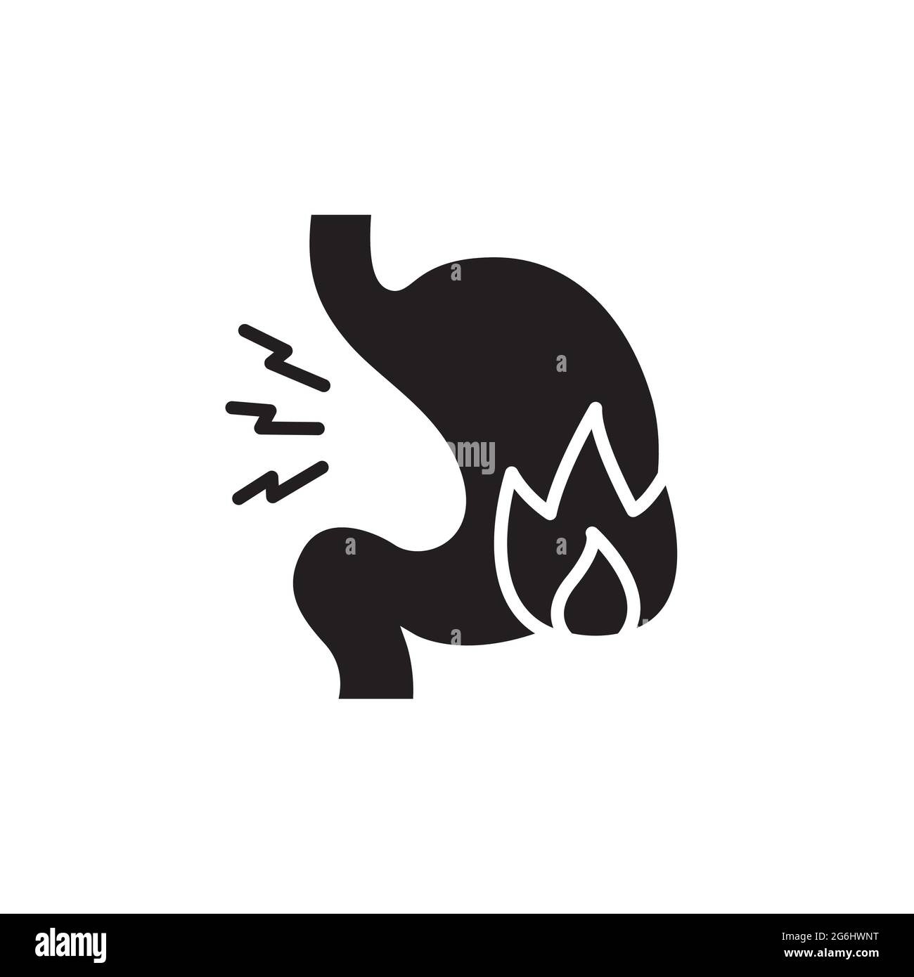 Icona della linea di colore di bruciore di stomaco. Elemento vettoriale isolato. Pittogramma per pagina web, app mobile, promo Illustrazione Vettoriale