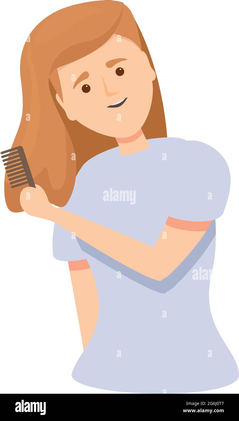 Donna pettine icona cartone animato vettore. Spazzola per la perdita di caduta. Cura femminile Illustrazione Vettoriale