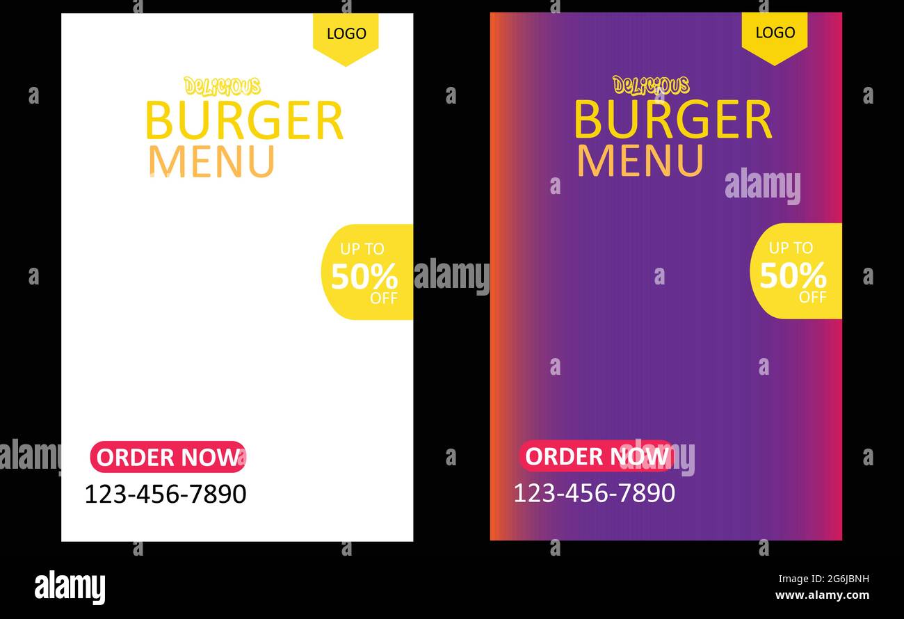 Delizioso menu Burger modello di poster Illustrazione Vettoriale
