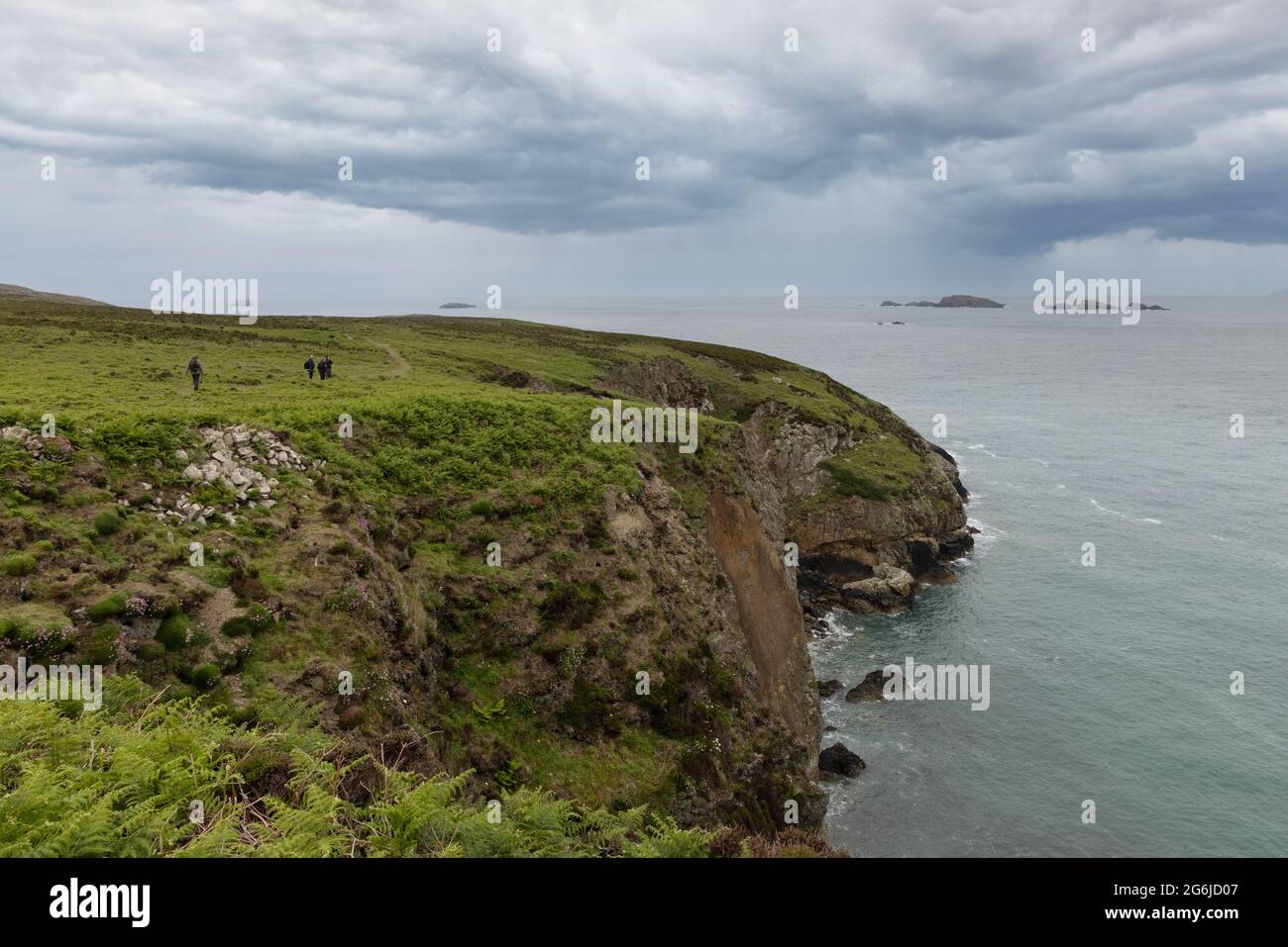 Ramsey Island, Pembrokeshire, Galles - Galles paesaggio in un giorno tempestoso, St Brides Bay, Pembrokeshire, Galles, Regno Unito Foto Stock