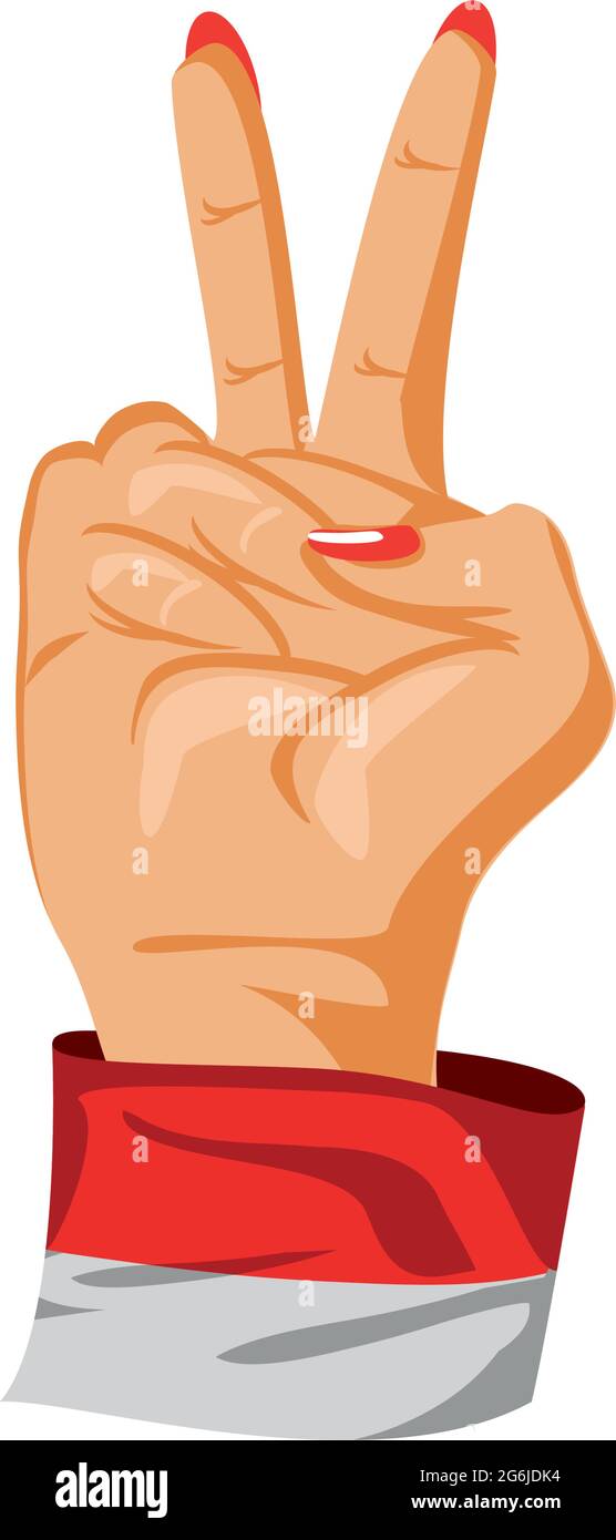 mano femminile in gesto di vittoria Illustrazione Vettoriale