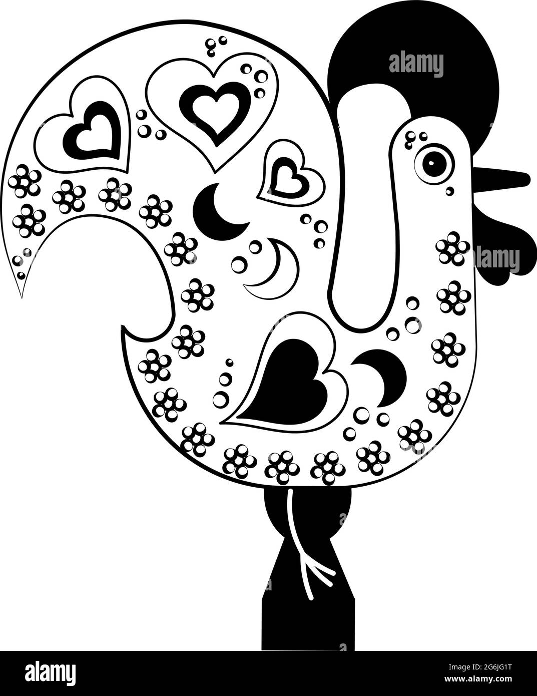 Rooster portogallo, icona vettore galo de Barcelos. Portogallo tradizionale, simbolo culturale. Design folcloristico piatto e colorato Illustrazione Vettoriale