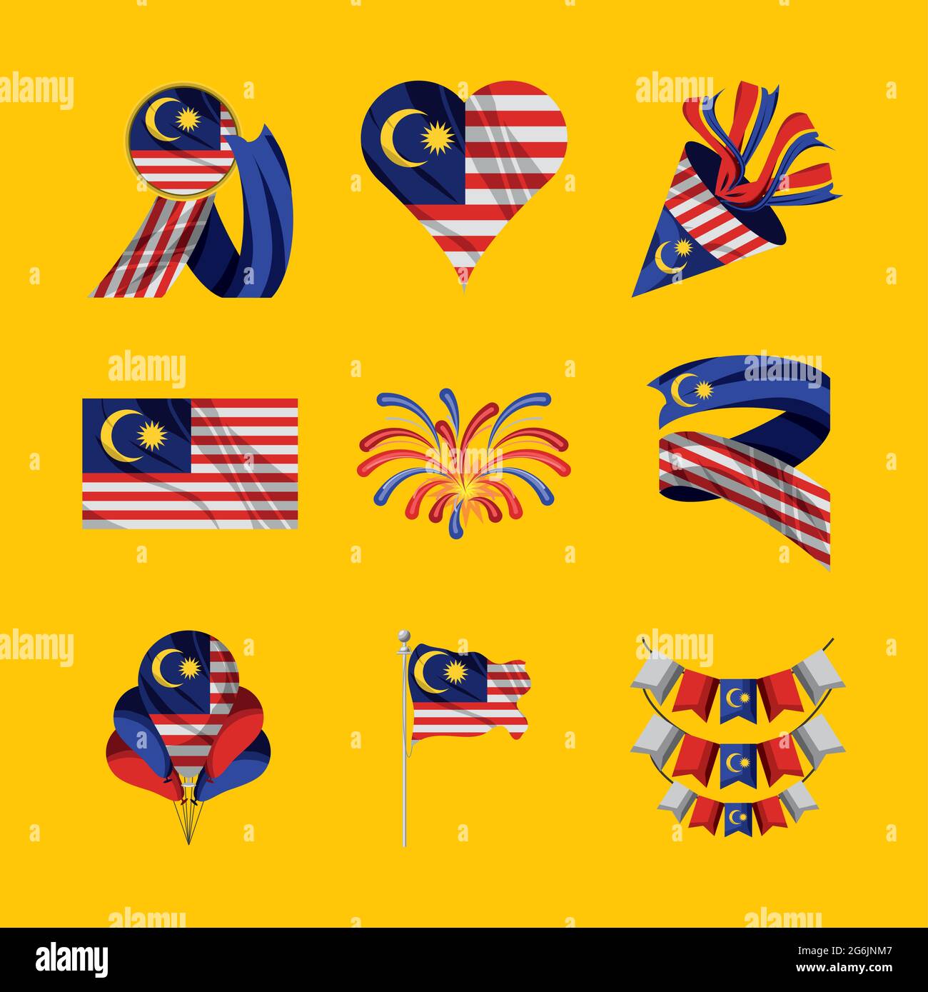 set di bandiere per la malesia Illustrazione Vettoriale