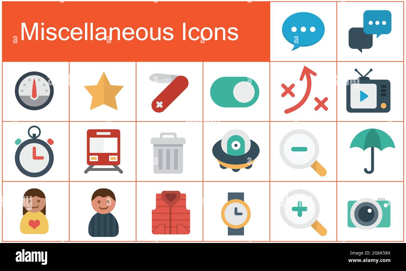 Varie icone piatte impostate su Business, tecnologia e Web. Illustrazione vettoriale con sfondo bianco. Illustrazione Vettoriale