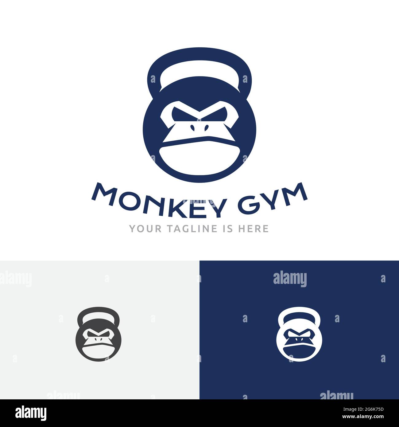 Strong Monkey Gym Iron Kettlebell Gorilla Ape Sport Logo Illustrazione Vettoriale