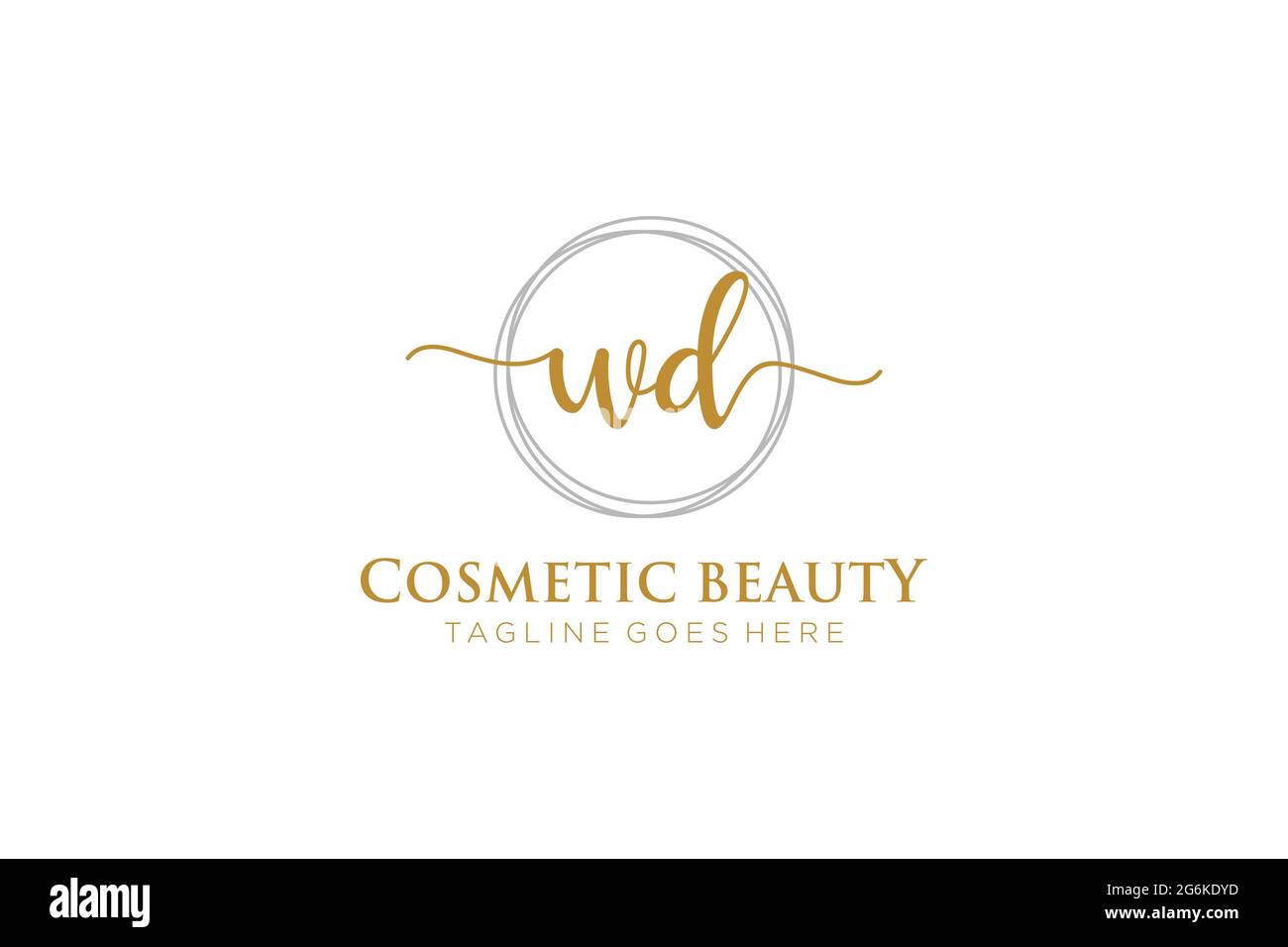 Monogramma di bellezza con logo WD Femminile e design elegante con logo, logo scritto a mano della firma iniziale, matrimonio, moda, floreale e botanico con creatività Illustrazione Vettoriale