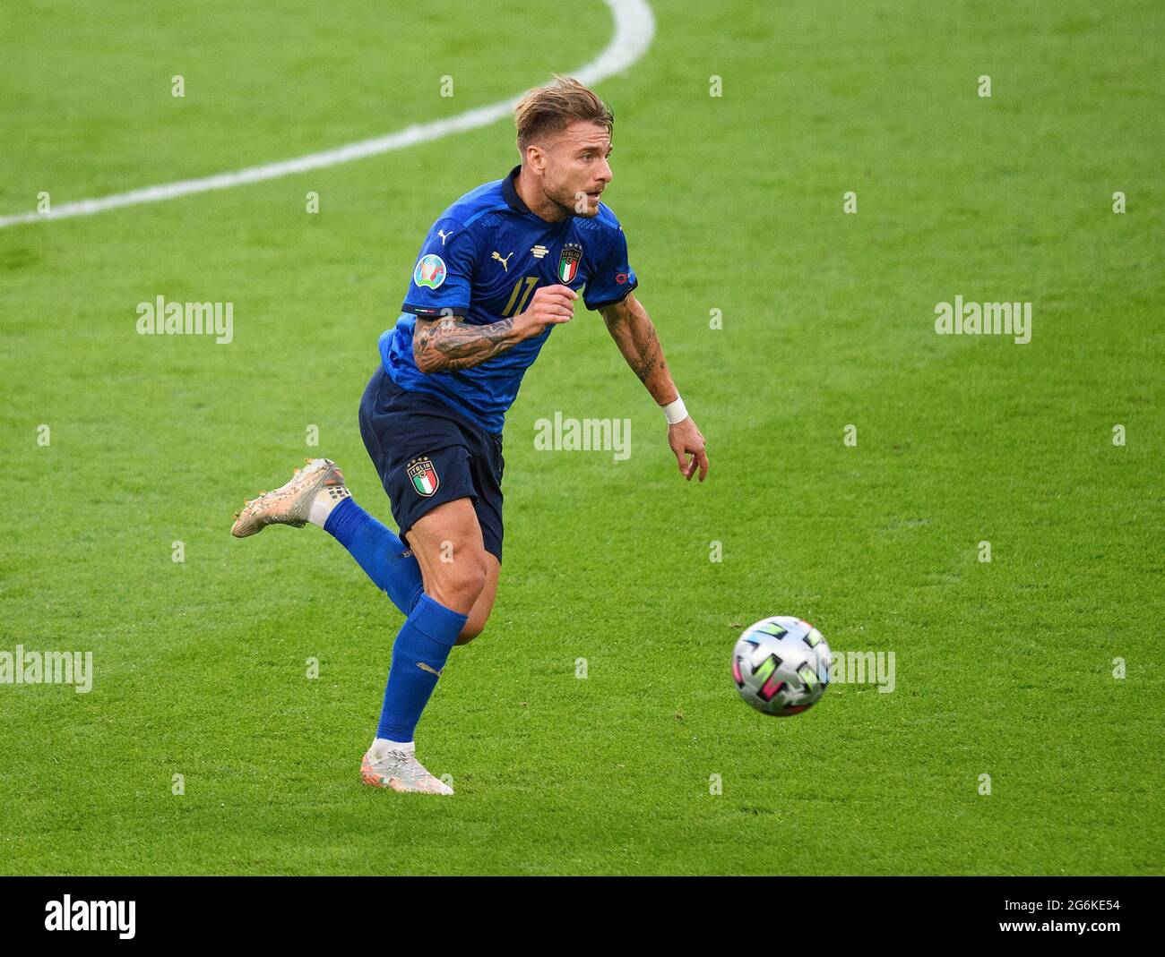 07 luglio 2021 - Italia v Spagna - UEFA Euro 2020 Semifinale - Wembley - Londra Ciro Immobile Picture Credit : © Mark Pain / Alamy Live News Foto Stock