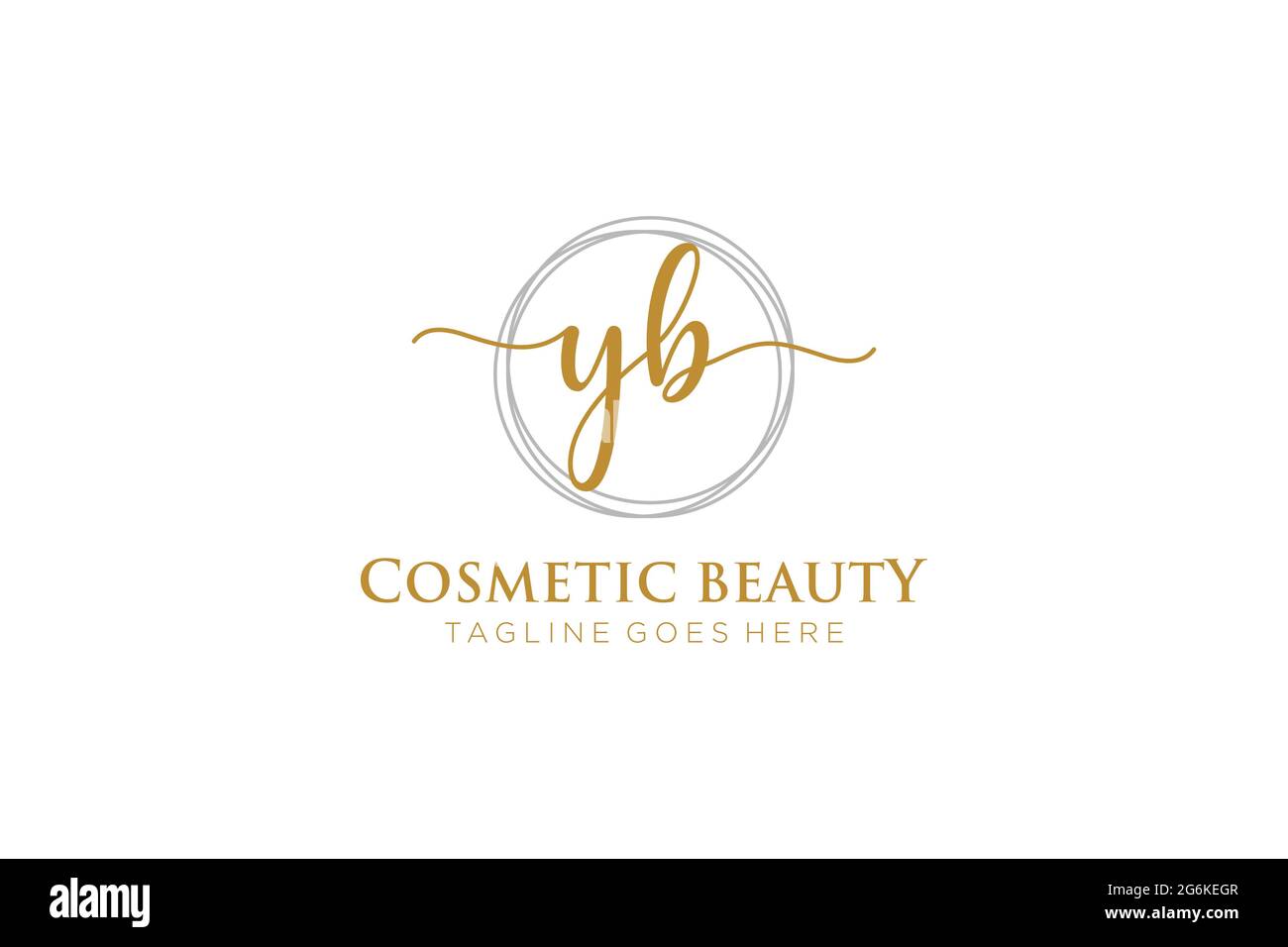 YB Monogramma di bellezza del logo femminile e design elegante del logo, logo di scrittura a mano della firma iniziale, matrimonio, moda, floreale e botanico con creativo Illustrazione Vettoriale