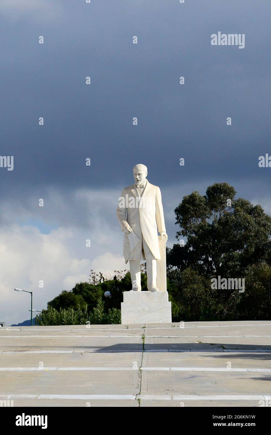 Statua di Eleftherios Venizelos al parlamento greco. Foto Stock