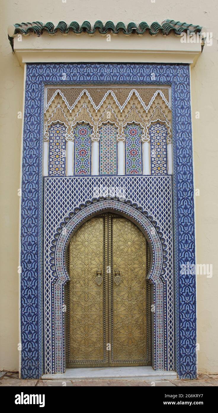 Architettura moresca al Palais Royale di Fes, Marocco Foto Stock