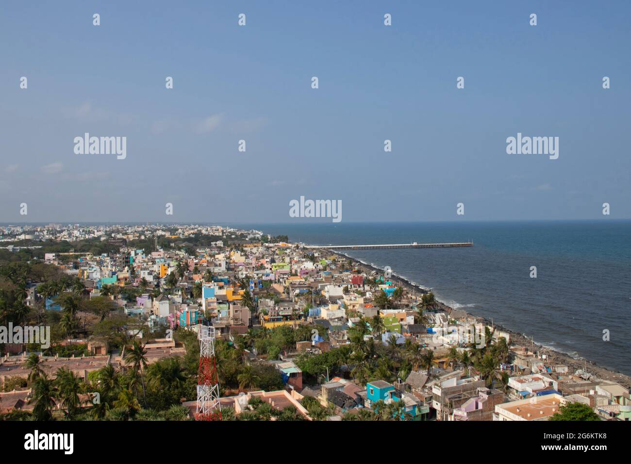 La vista dal vecchio faro, Pondicherry , India Foto Stock