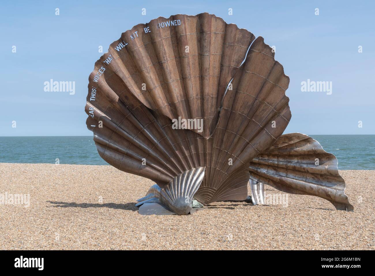 Aldeburgh capellop shell sculpture, Suffolk, Regno Unito, un tributo al compositore Benjamin Britten Foto Stock