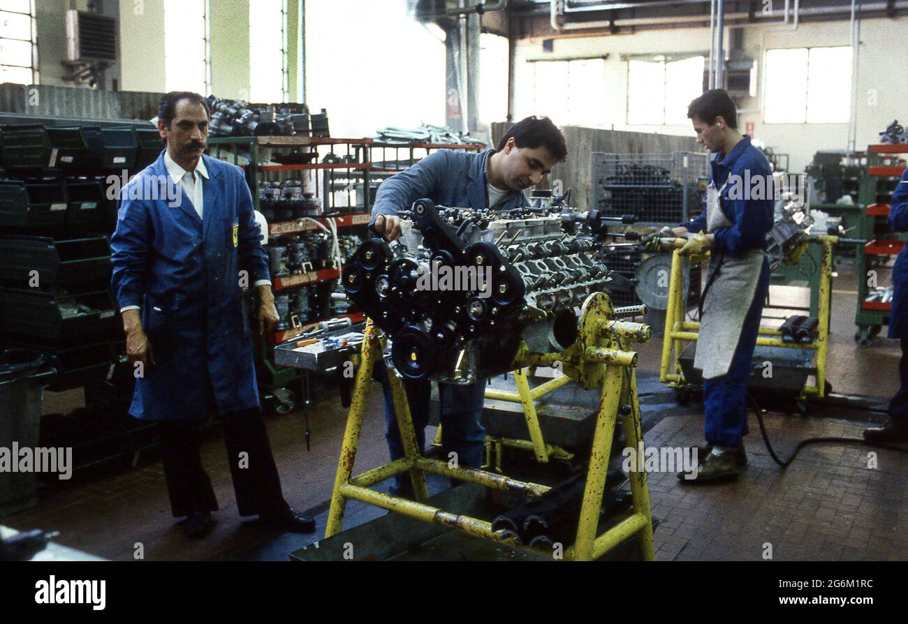 Stabilimento Ferrari a Maranello 1987 Foto Stock