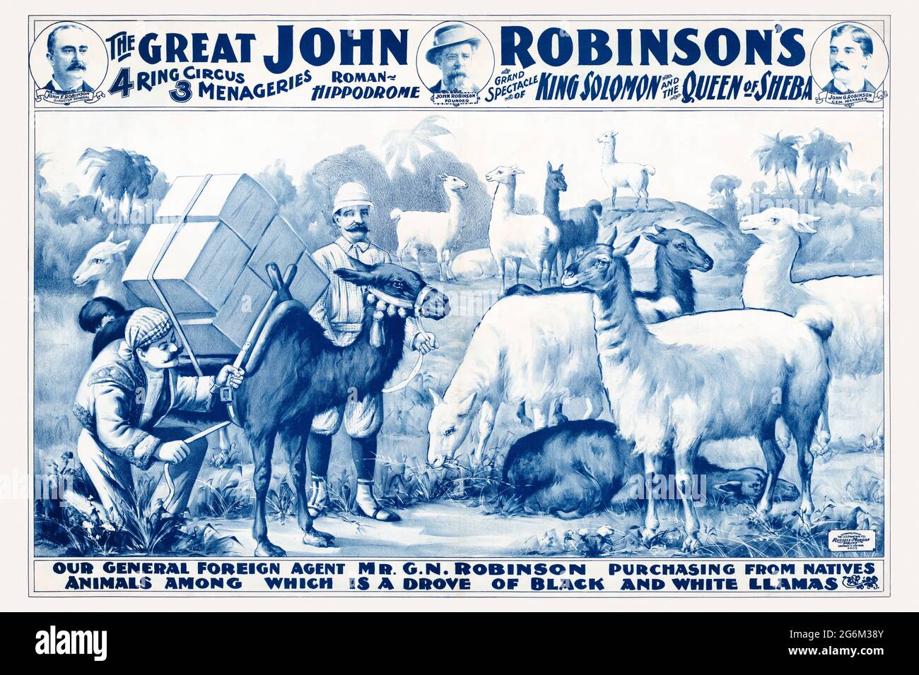 Il Circo ad anello del Grande John Robinson. Il nostro agente straniero generale Sig. G.N. Robinson che acquista un'incontrollata di lama bianca e nera. Poster vintage restaurato pubblicato nel 1900 negli Stati Uniti. Foto Stock