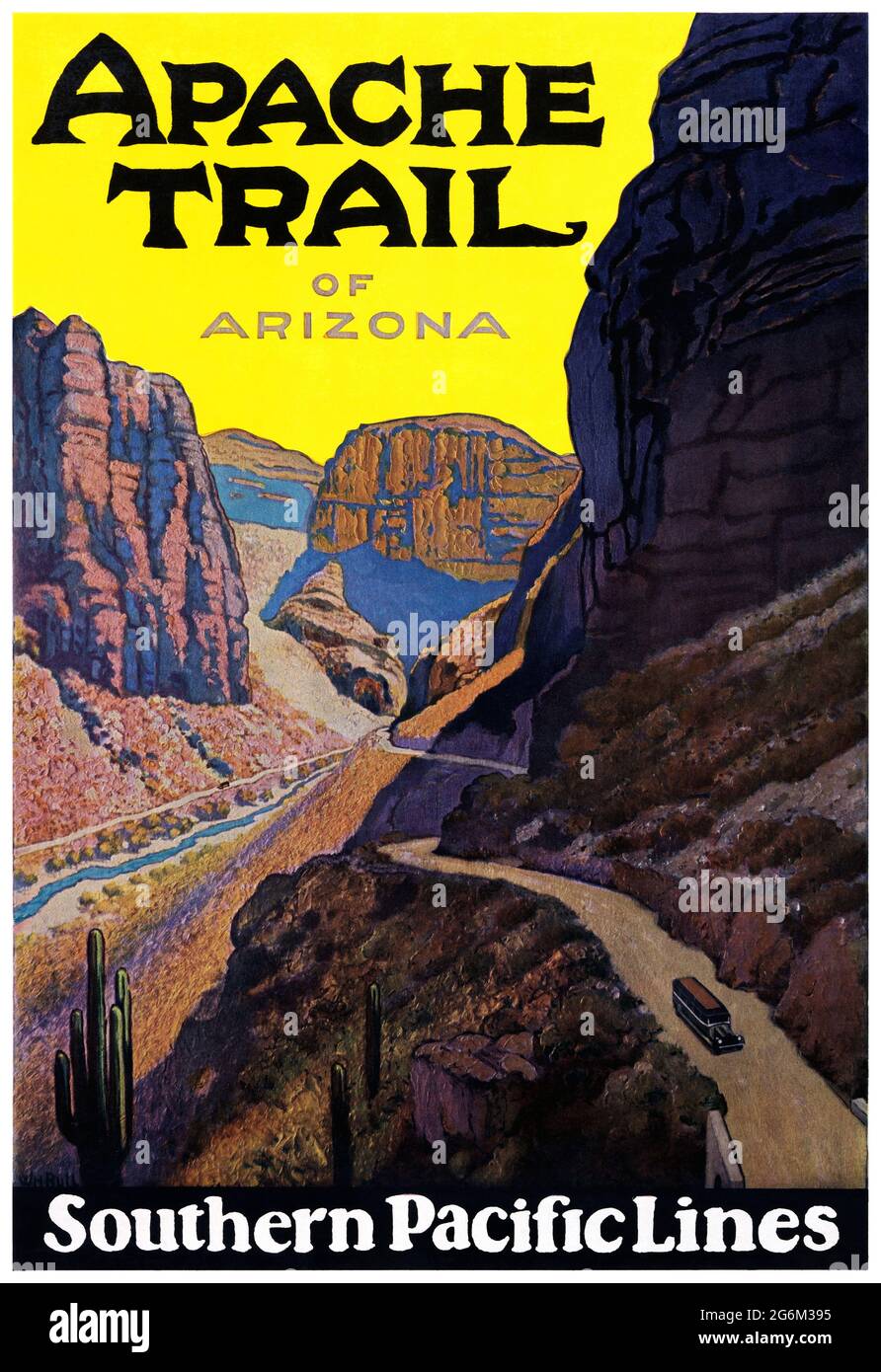 Apache Trail di William Howell Bull (1861-1940). Poster vintage restaurato pubblicato nel 1920 negli Stati Uniti. Foto Stock