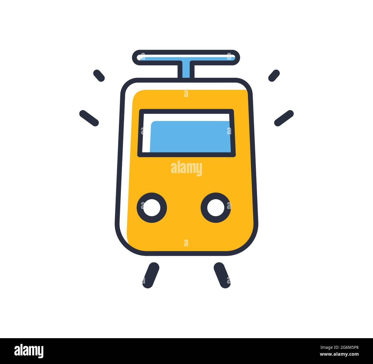 Icona del tram. Elemento di trasporto isolato su sfondo bianco. Elementi di design, colorati. Elemento per concetti mobili e applicazioni Web. Illus vettoriale a stile piatto Illustrazione Vettoriale