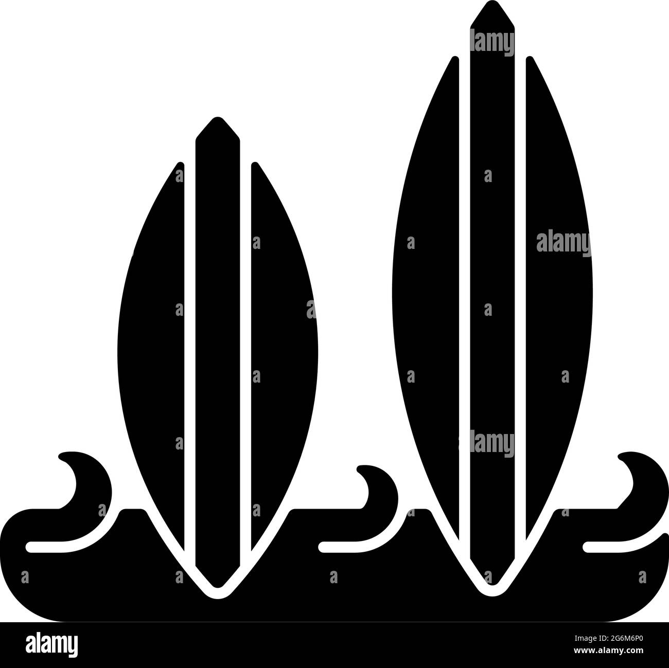 Icona glifo nero per tavola da surf Illustrazione Vettoriale