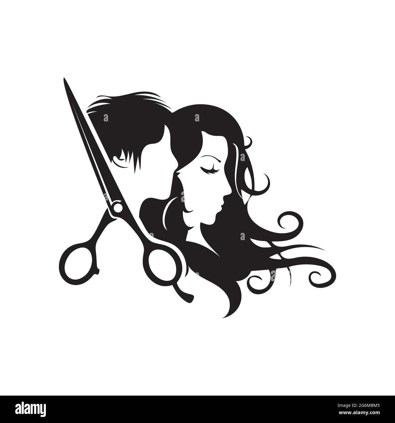 Logo parrucchiere, logo salone di bellezza con silhouette uomo e donna,  illustrazione vettoriale Immagine e Vettoriale - Alamy
