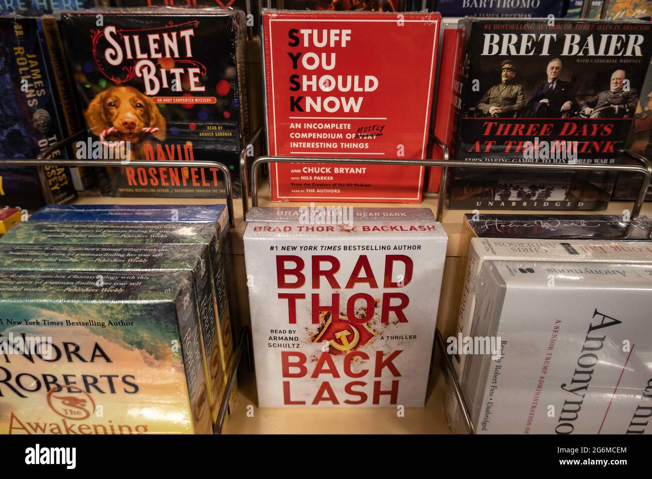 Gli audiolibri sono disponibili presso Barnes & Noble sulla Fifth Avenue a New York City, USA Foto Stock