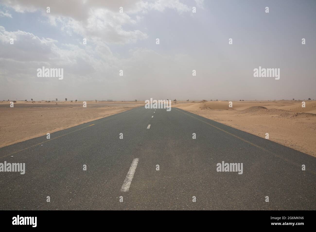 Guida attraverso il deserto a Dubai, Emirati Arabi Uniti. Foto Stock