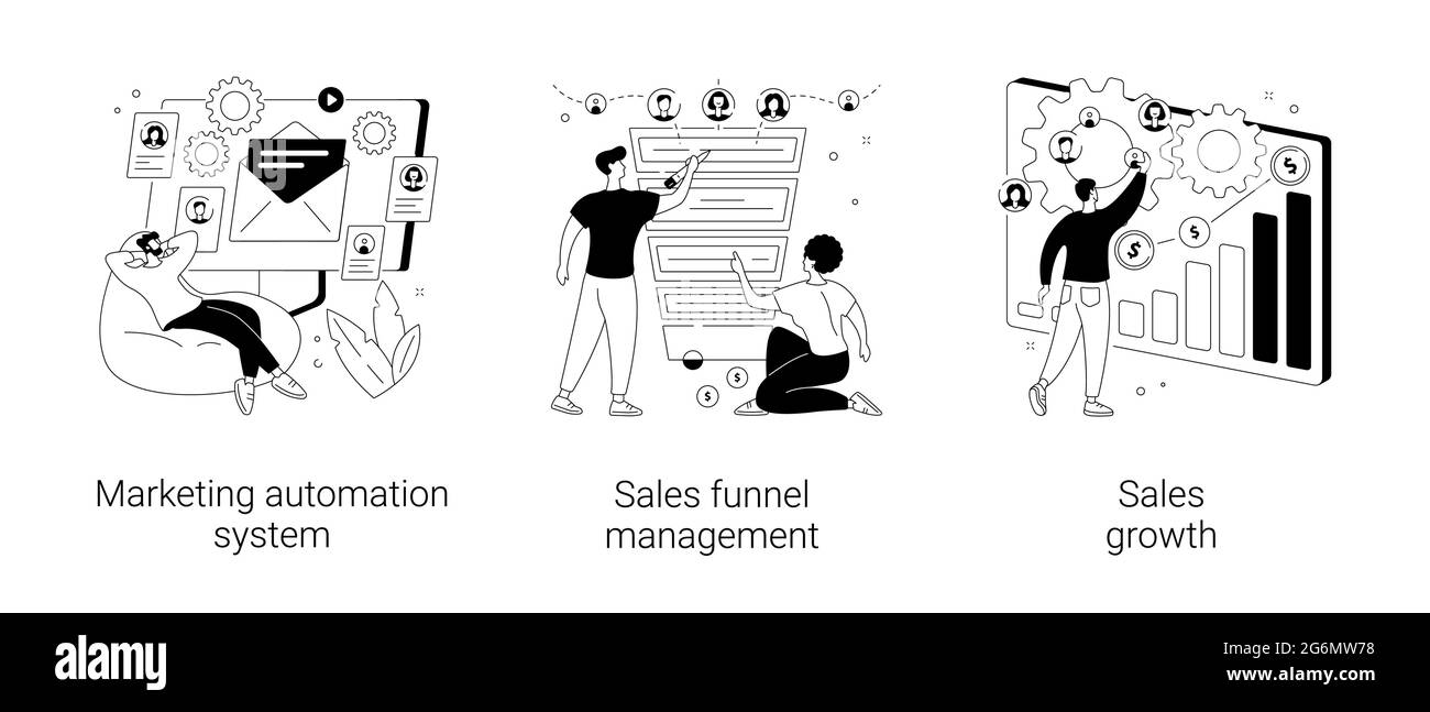 Illustrazioni vettoriali di concetto astratto del software di marketing. Illustrazione Vettoriale