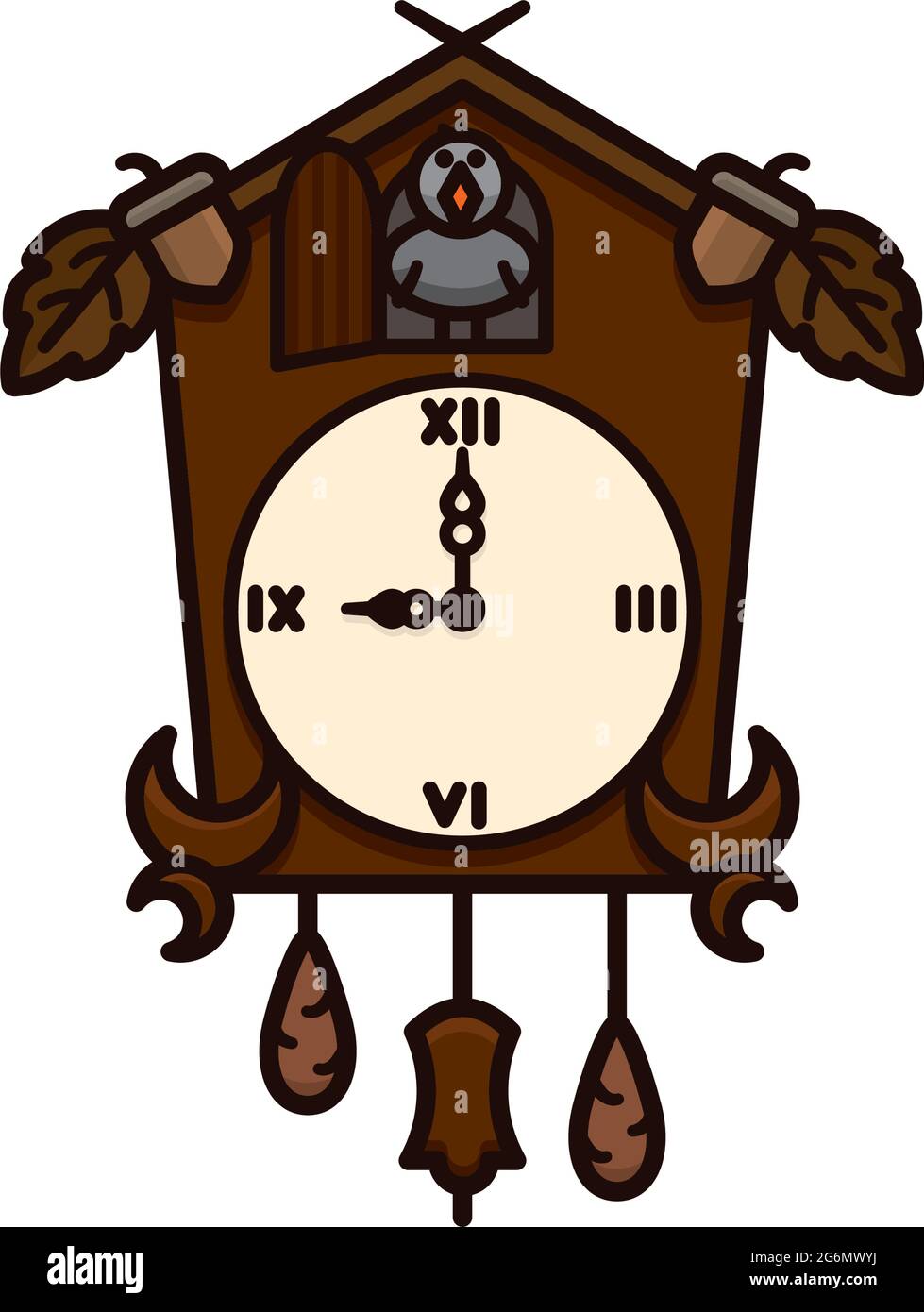 Black Forest Cuckoo Clock isolato vettore illustrazione per Tick Tock Day il 29 dicembre Illustrazione Vettoriale