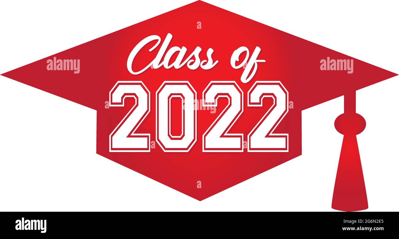 Classe di 2022 tappi rossi per graduazioni Illustrazione Vettoriale