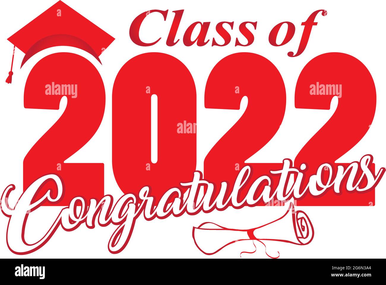 Classe di 2022 Congratulazioni Graphic con tappo di laurea e Diploma Illustrazione Vettoriale