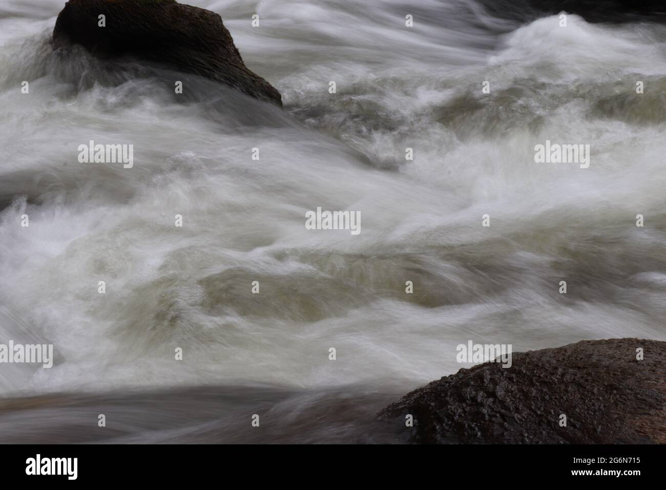 Sfocatura intenzionale del movimento nel fiume di montagna Foto Stock