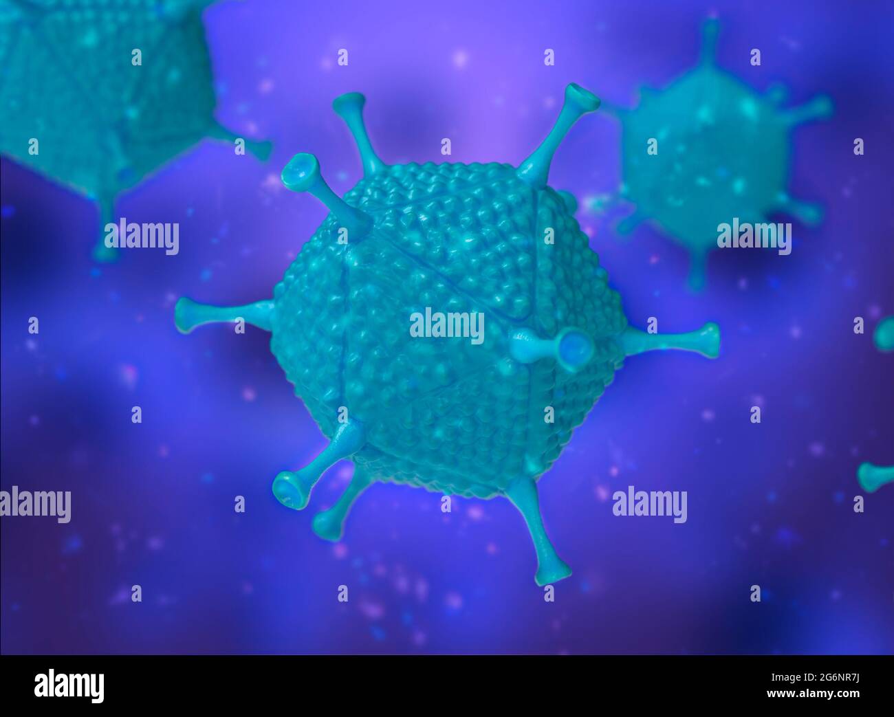 Illustrazione 3D. Microrganismi nel corpo umano. Foto Stock