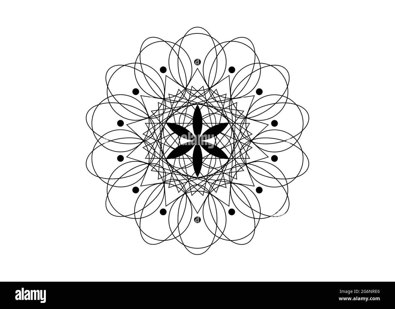 Seme di vita simbolo geometria Sacra. Logo icona mistica geometrica mandala di alchimia esoterica Fiore di vita. Vettore tatuaggio nero amu meditativo divino Illustrazione Vettoriale