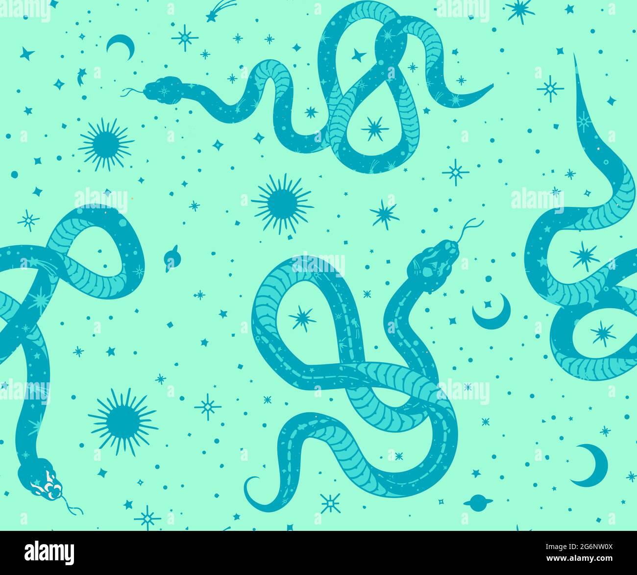 Modelli senza giunture Alchemy esoterico mistico magico celeste talismano con serpente, sole, stelle sacra geometria isolata. L'oggetto dell'occultismo spirituale Illustrazione Vettoriale