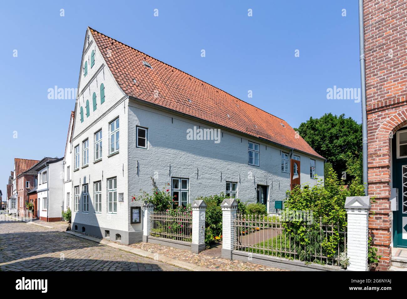 La Casa Theodor-Storm di Husum, in Schleswig-Holstein, è un museo letterario per il poeta e scrittore Theodor Storm, che qui visse dal 1866 al 1880. Foto Stock