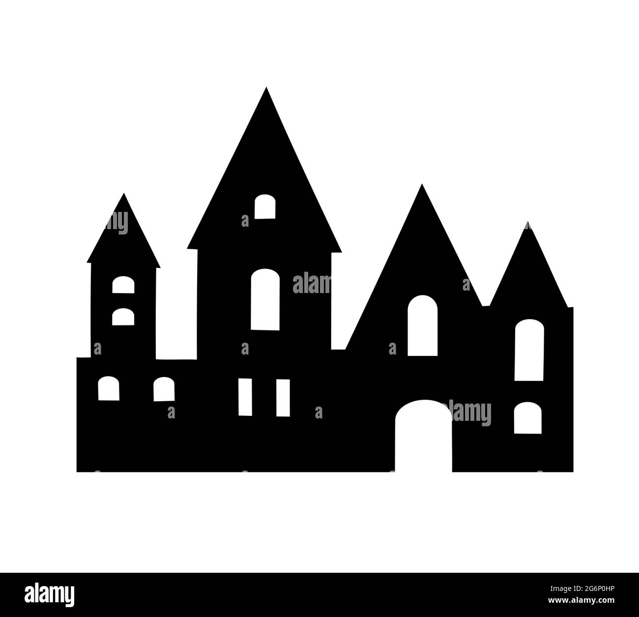 fortezza dalla silhouette unica che raffigura un palazzo dalla silhouette Illustrazione Vettoriale