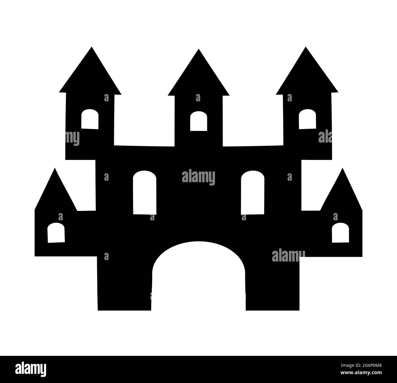 fortezza dalla silhouette unica che raffigura un palazzo dalla silhouette Illustrazione Vettoriale