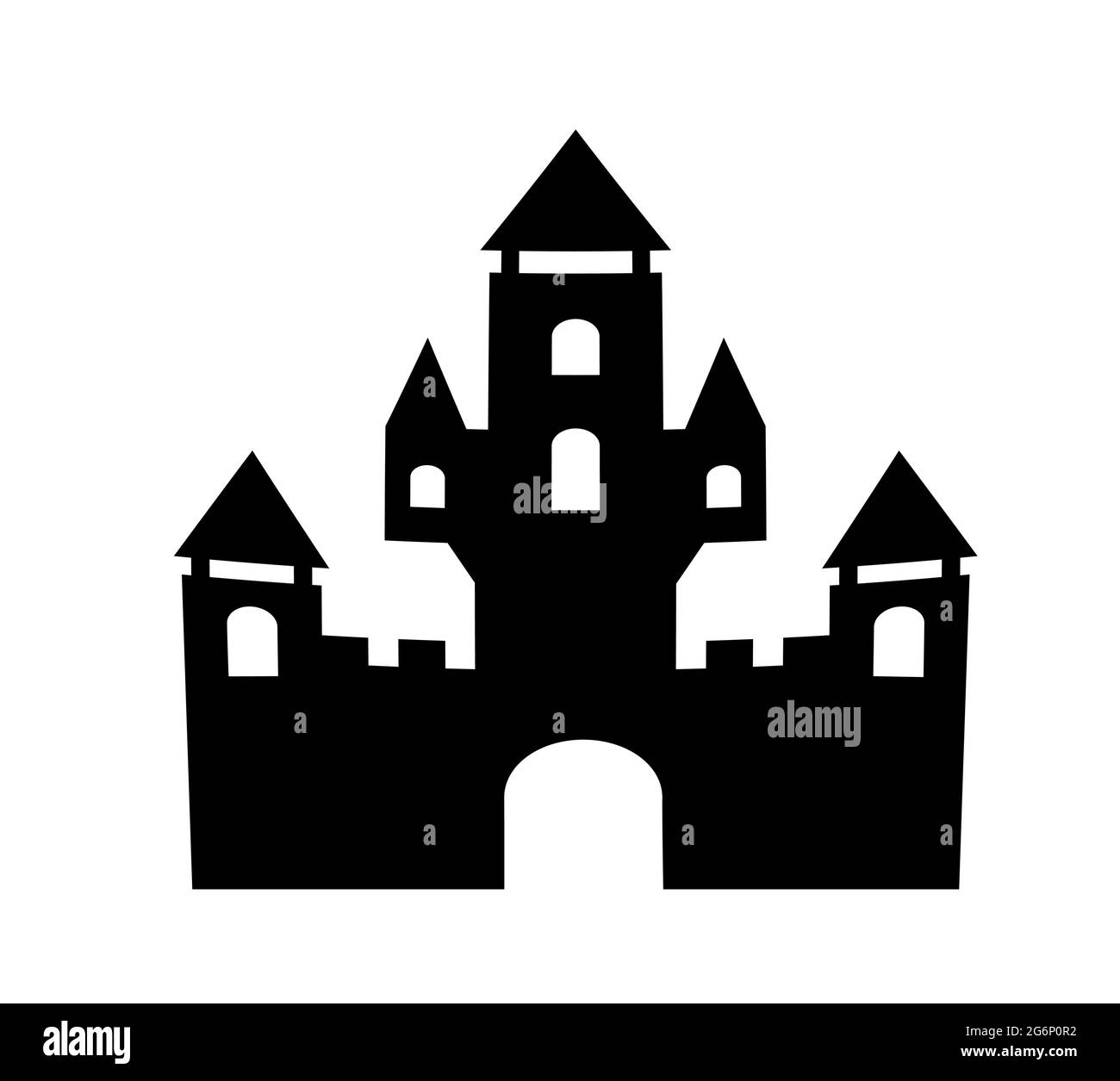 fortezza dalla silhouette unica che raffigura un palazzo dalla silhouette Illustrazione Vettoriale