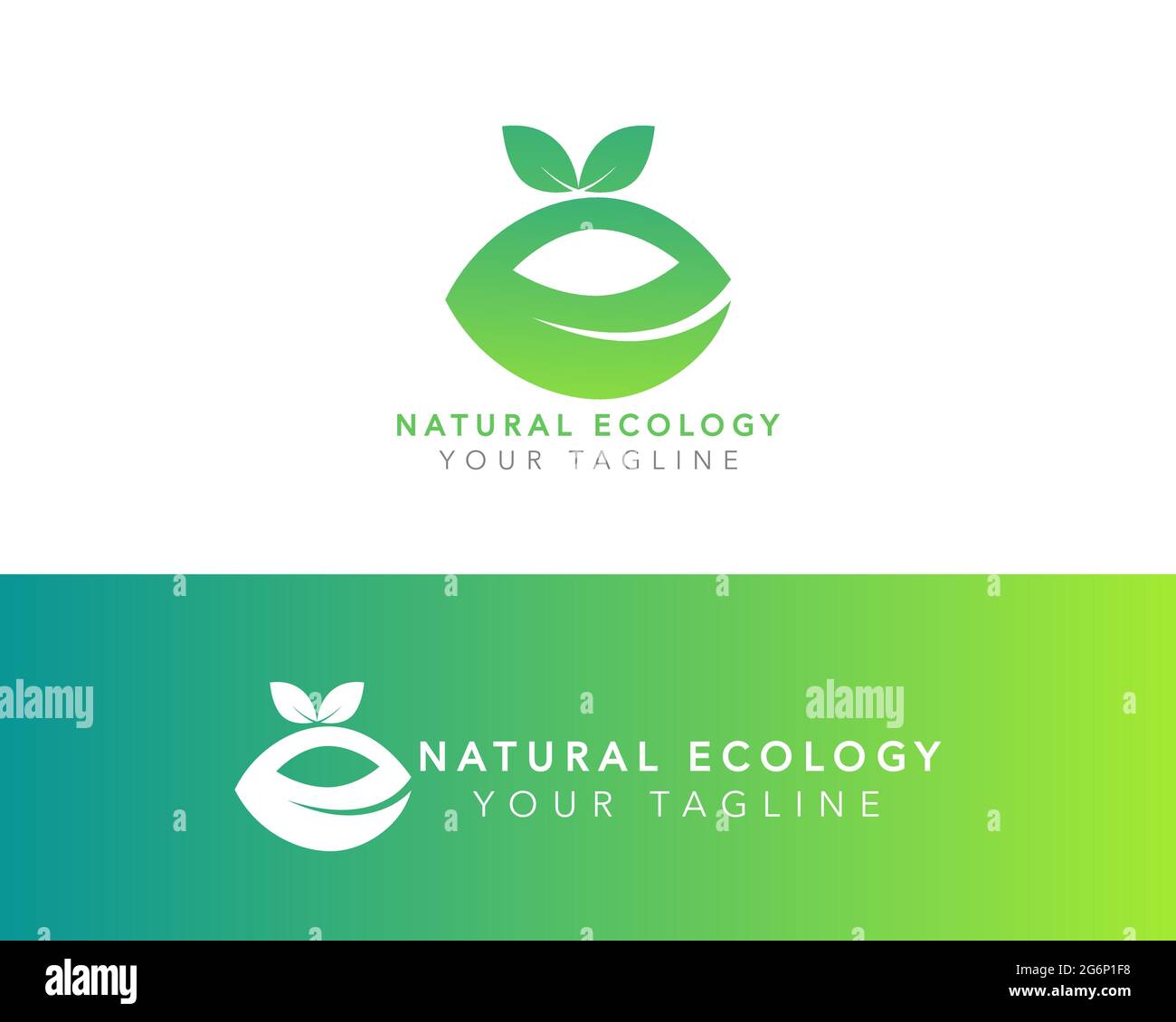 Modello di progettazione iniziale del logo e eco Natural Letter Illustrazione Vettoriale