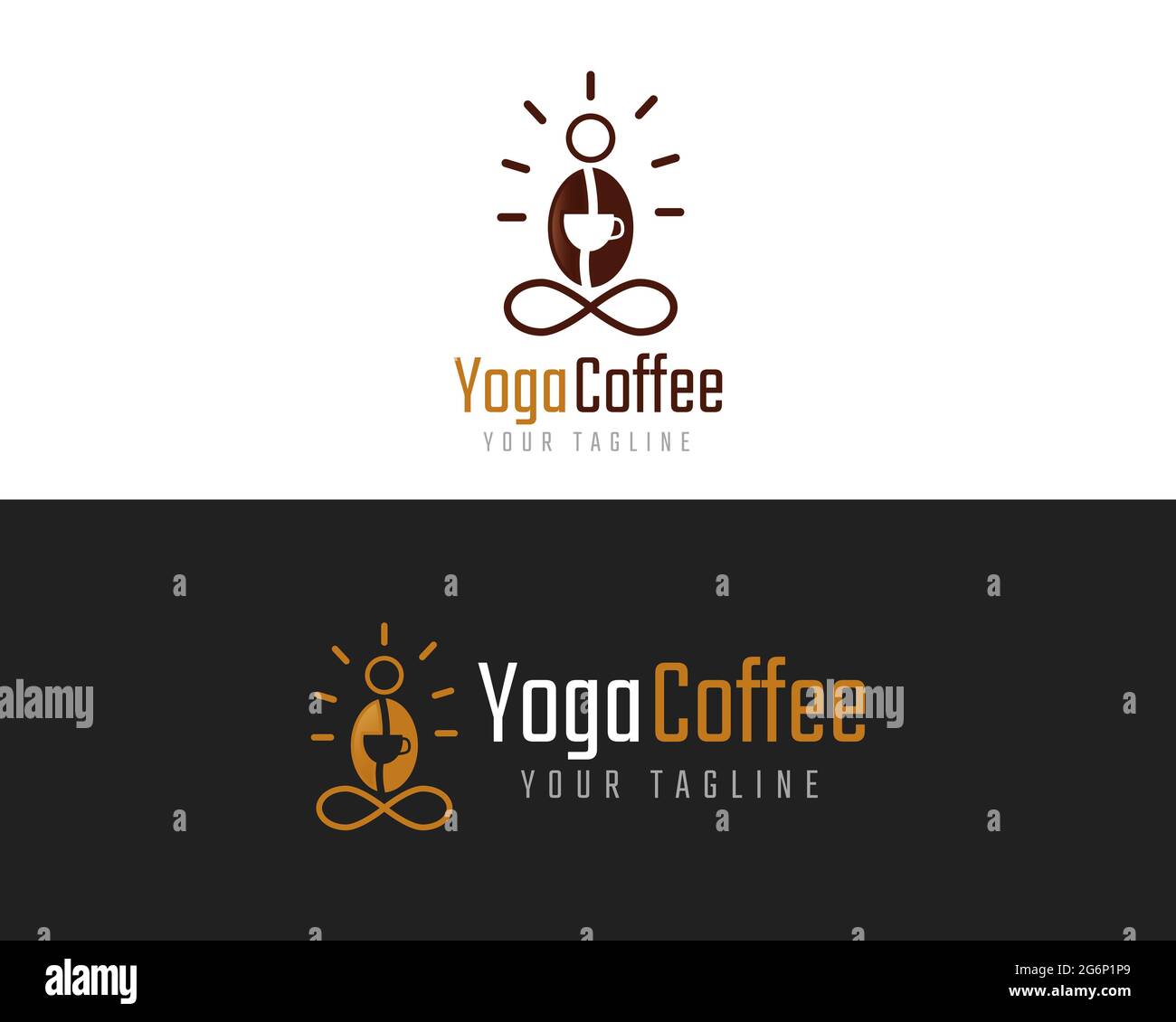 Simbolo del caffè Yoga, simbolo dell'icona Coffee Beans, illustrazione Illustrazione Vettoriale