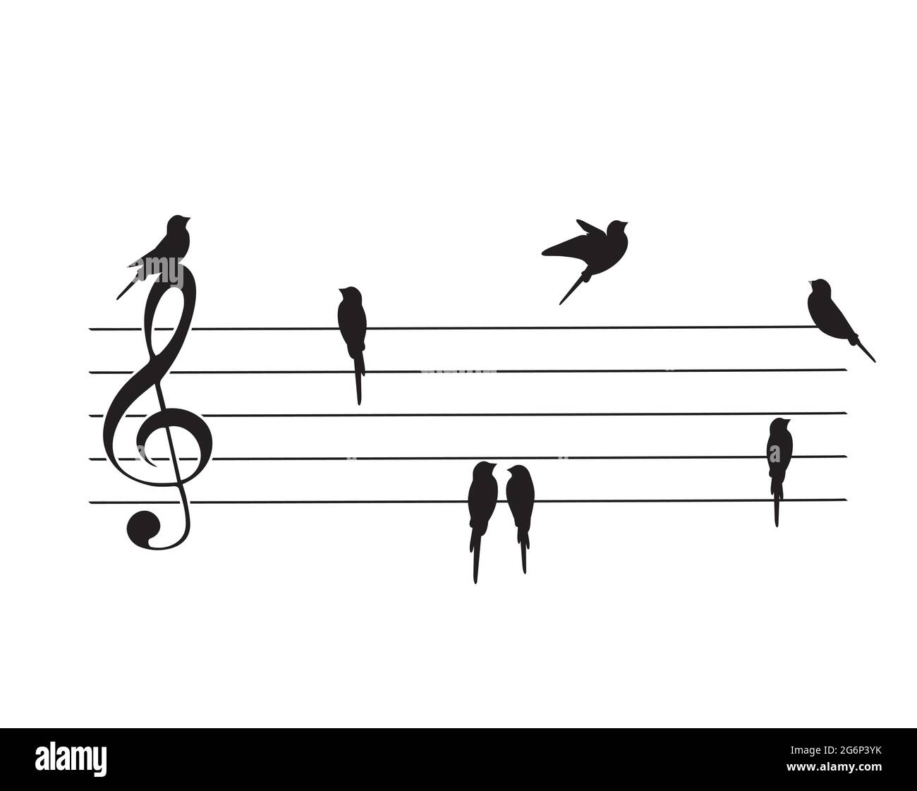 Uccelli su filo e volo uccello silhouette, vettore. Minimalismo scandinavo art design. Illustrazione uccelli isolato su sfondo bianco. Arte della parete, artdue Illustrazione Vettoriale