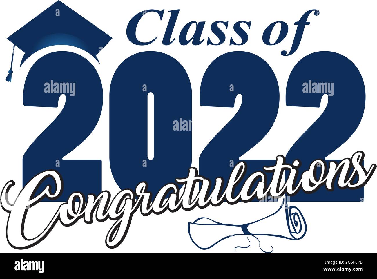 Congratulazioni Classe di 2022 blu e nero Illustrazione Vettoriale