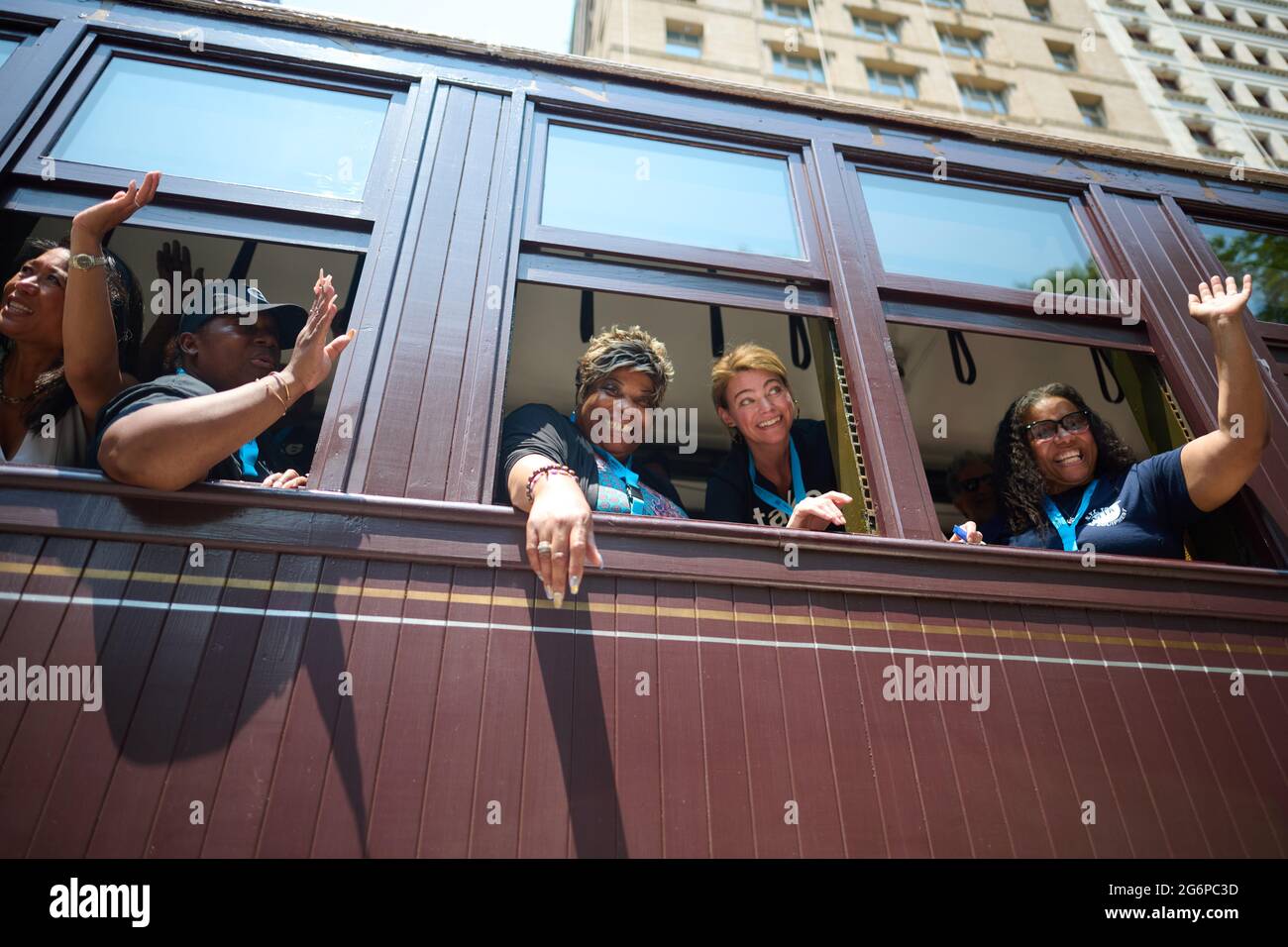 Brooklyn, New York, Stati Uniti. 7 luglio 2021. Presidente della New York City Transit Authority, Sarah Feinberg alla Hometown Heroes NYC Ticker Tape Parade. Municipio. New York, New York. 20210707 NEW Credit: Edna Leshowitz/ZUMA Wire/Alamy Live News Foto Stock